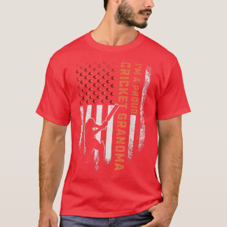 Vintage American Flag I'm A Proud Cricket Grandma  T-Shirt