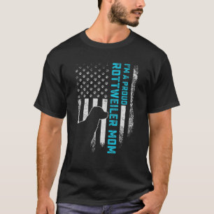 Vintage American Flag I'm A Proud Rottweiler Mum R T-Shirt