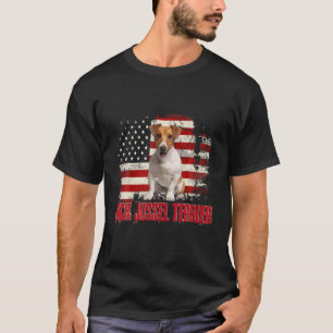 Vintage American Flag Jack Jussel Terrier Dog Love T-Shirt