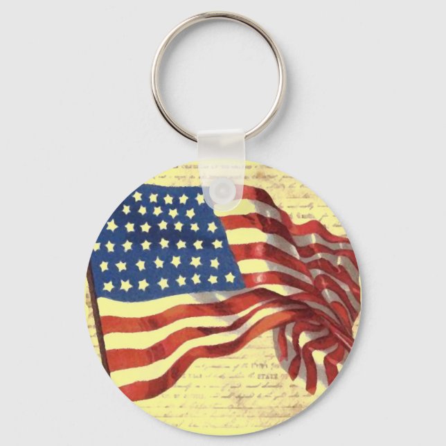 Vintage American Flag Key Ring (Front)