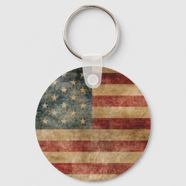 Vintage American Flag Key Ring (Front)