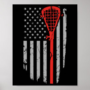 Vintage American Flag Lacrosse Youth Apparel Poster