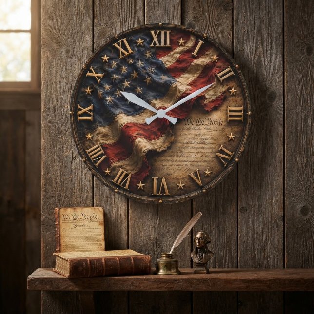 Vintage American Flag Large Clock (Creator Uploaded)