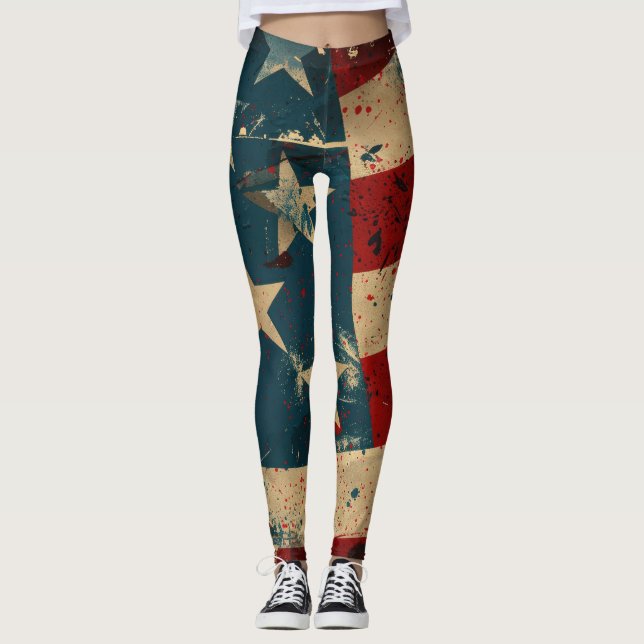 Vintage American Flag Leggings (Front)