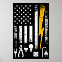 Vintage American Flag Lineman Electrician Tools