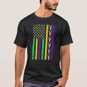 Vintage American Flag Mardi Gras Crawfish Unique M T-Shirt