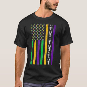 Vintage American Flag Mardi Gras Crawfish Unique M T-Shirt