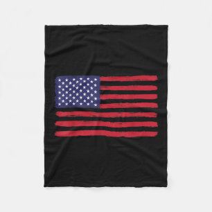 Vintage American Flag Memorial Day Veterans Fleece Blanket
