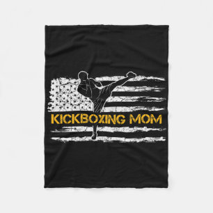 Vintage American Flag Mma Kickboxing Fighter Mom S Fleece Blanket