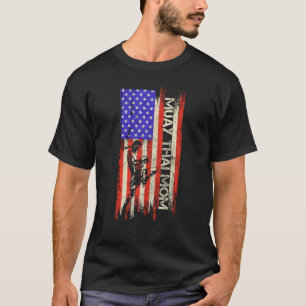 Vintage American Flag Mma Muay Thai Fighter Mum Si T-Shirt