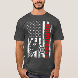 Vintage American Flag Motocross Patriotic T-Shirt