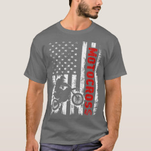 Vintage American Flag Motocross Patriotic T-Shirt