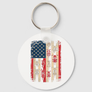 Vintage American Flag Motorcycle Biker Usa 4th Of Key Ring