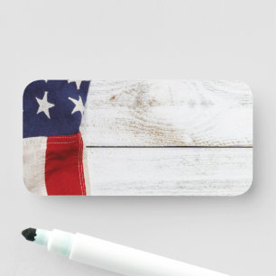 Vintage American Flag Name Tag