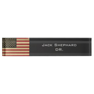 Vintage American Flag Nameplate