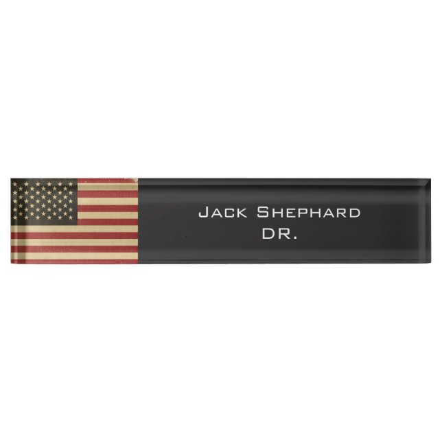 Vintage American Flag Nameplate (Front)