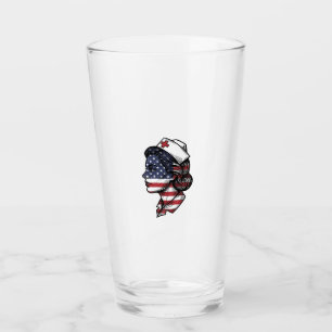 Vintage American Flag Nurse Profile Vector Design_ Glass