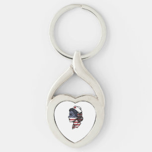 Vintage American Flag Nurse Profile Vector Design_ Key Ring