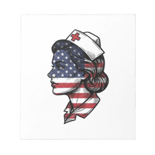 Vintage American Flag Nurse Profile Vector Design_ Notepad