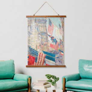 Vintage American Flag NYC 5th Ave Patriotic Art Hanging Tapestry