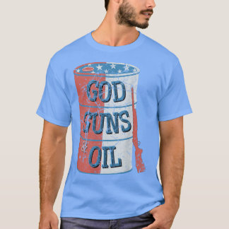 Vintage American Flag Oil Barrel, God Guns & Oil  T-Shirt