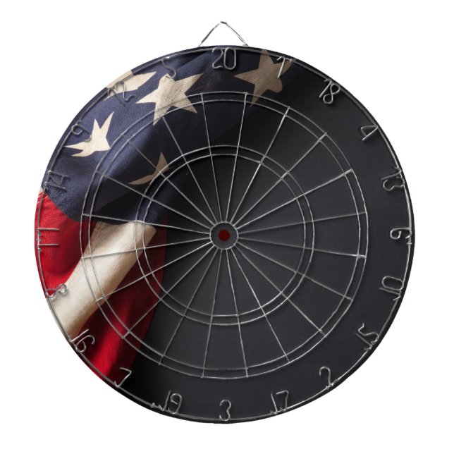 Vintage American Flag on Chalkboard Dartboard (Front)