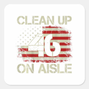 Vintage American Flag Patriotic Clean Up On Aisle Square Sticker