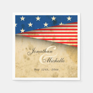 Vintage American Flag Patriotic US Wedding Napkin