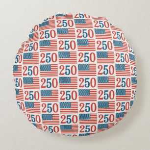 Vintage American Flag pillow. Patriotic 1776-2026 Round Cushion
