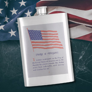 Vintage American Flag Pledge Of Allegiance Hip Flask