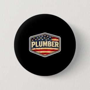 Vintage american flag plumber patriotic plumbing 6 cm round badge