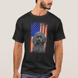 Vintage American Flag Poodle Dog Dad Mum Puppy Pat T-Shirt