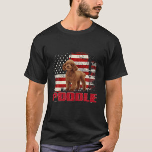 Vintage American Flag Poodle Dog Lover T-Shirt