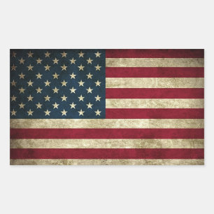 Vintage American Flag Print  Rectangular Sticker