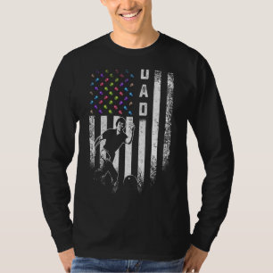 Vintage American Flag Proud Bowling Dad Bowler Sil T-Shirt