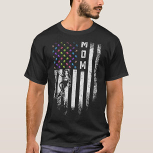 Vintage American Flag Proud Bowling Mum Bowler Sil T-Shirt