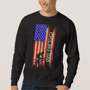 Vintage American Flag Proud Cycling Dad Cyclist Si Sweatshirt