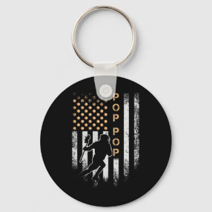 Vintage American Flag Proud Lacrosse Pop Pop Lax S Key Ring