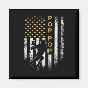 Vintage American Flag Proud Lacrosse Pop Pop Lax S Magnet