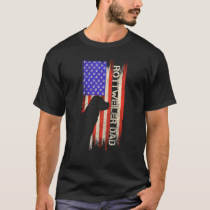 Vintage American Flag Proud Rottweiler Dad Rottie T-Shirt