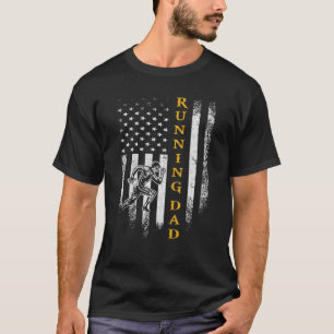 Vintage American Flag Proud Running Dad Runner Sil T-Shirt