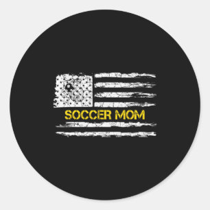 Vintage American Flag Proud Soccer Mom Football Si Classic Round Sticker