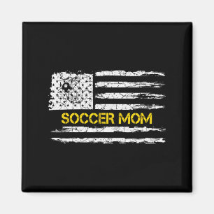 Vintage American Flag Proud Soccer Mom Football Si Magnet