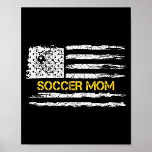 Vintage American Flag Proud Soccer Mom Football Si Poster