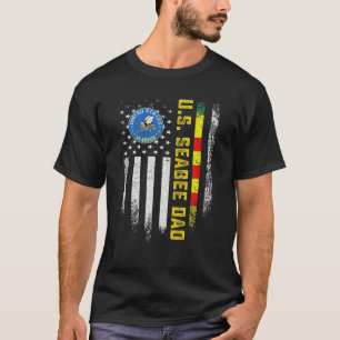 Vintage American Flag Proud US Seabee Vietnam Vete T-Shirt