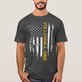 Vintage  American Flag Proud Volleyball Dad T-Shirt