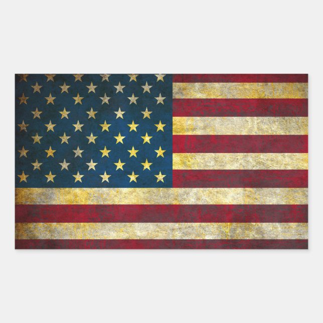 Vintage American Flag Rectangular Sticker (Front)