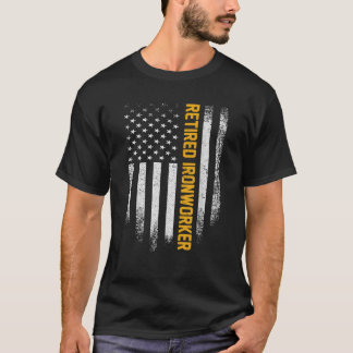 Vintage American Flag Retired Ironworker Funny Iro T-Shirt