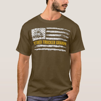 Vintage American Flag Retired Trucker Grandpa T-Shirt