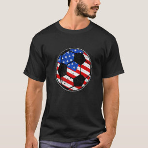 Vintage American Flag Soccer  4th Of July Women Me T-Shirt